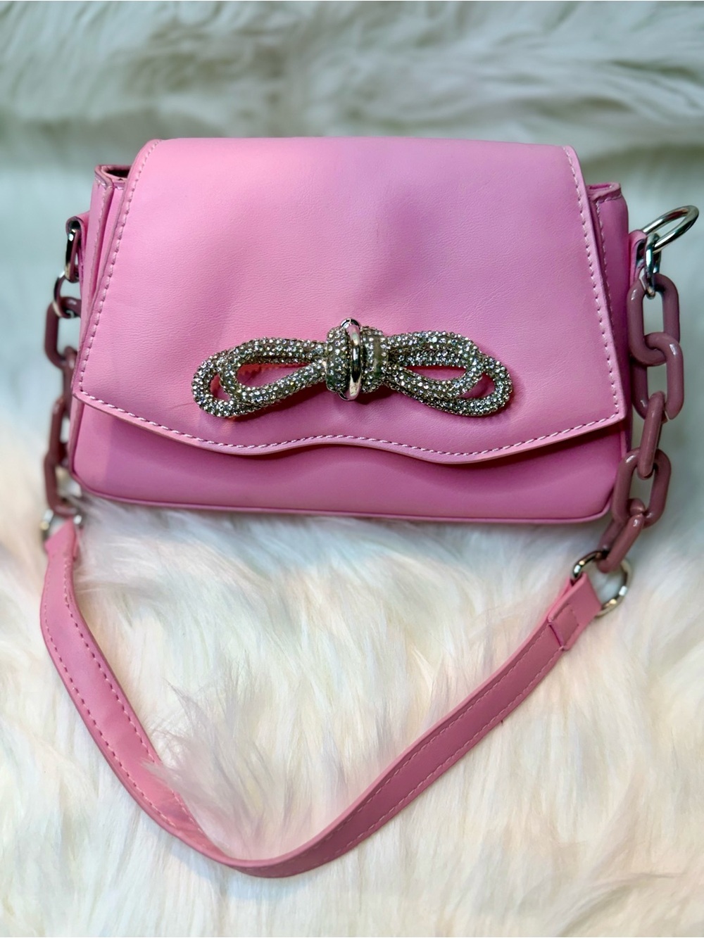 Olivia Miller Pink Rhinestone Bow Crossbody